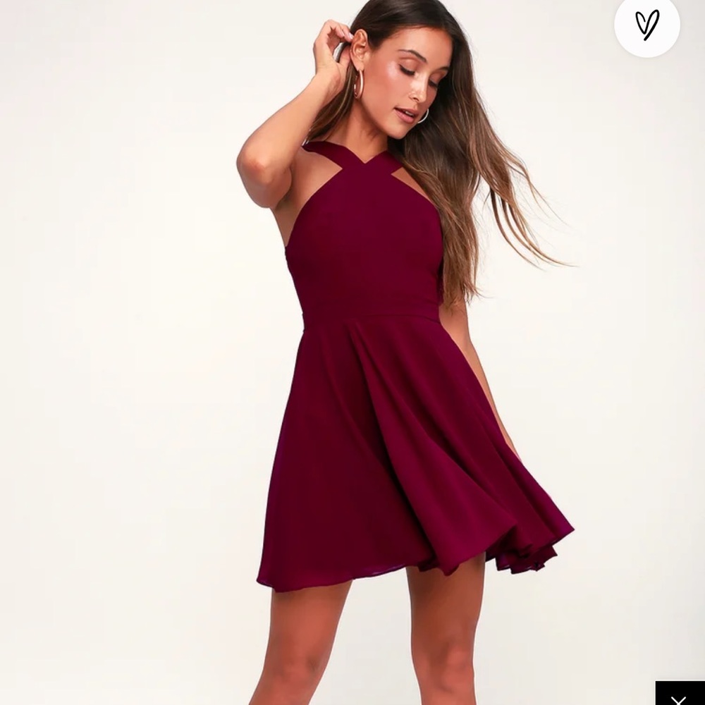 NWT Forevermore Burgundy Skater Dress Size Large